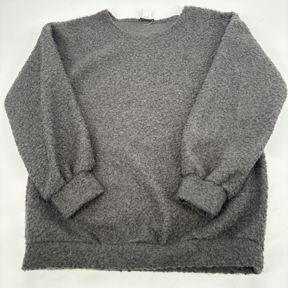 Heimish USA Chunky Boucle Round Neck Sweater Charcoal Grey‎ M